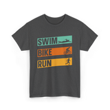 Swim Bike Run Triathlon Sports T-Shirt - Dark Heather