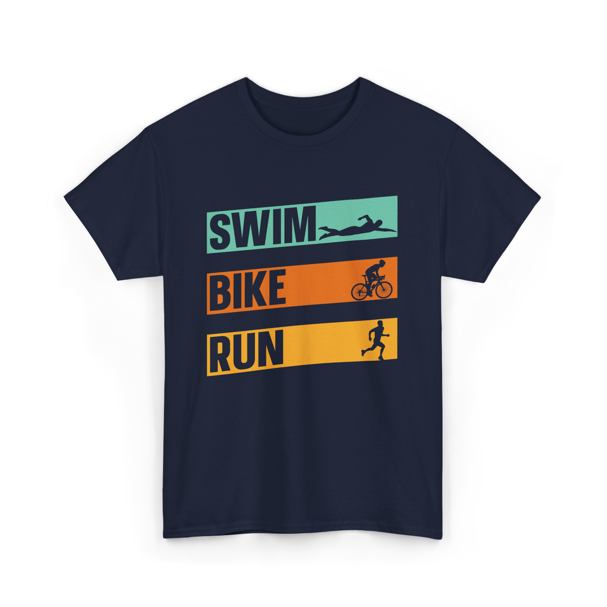 Swim Bike Run Triathlon Sports T-Shirt - Navy