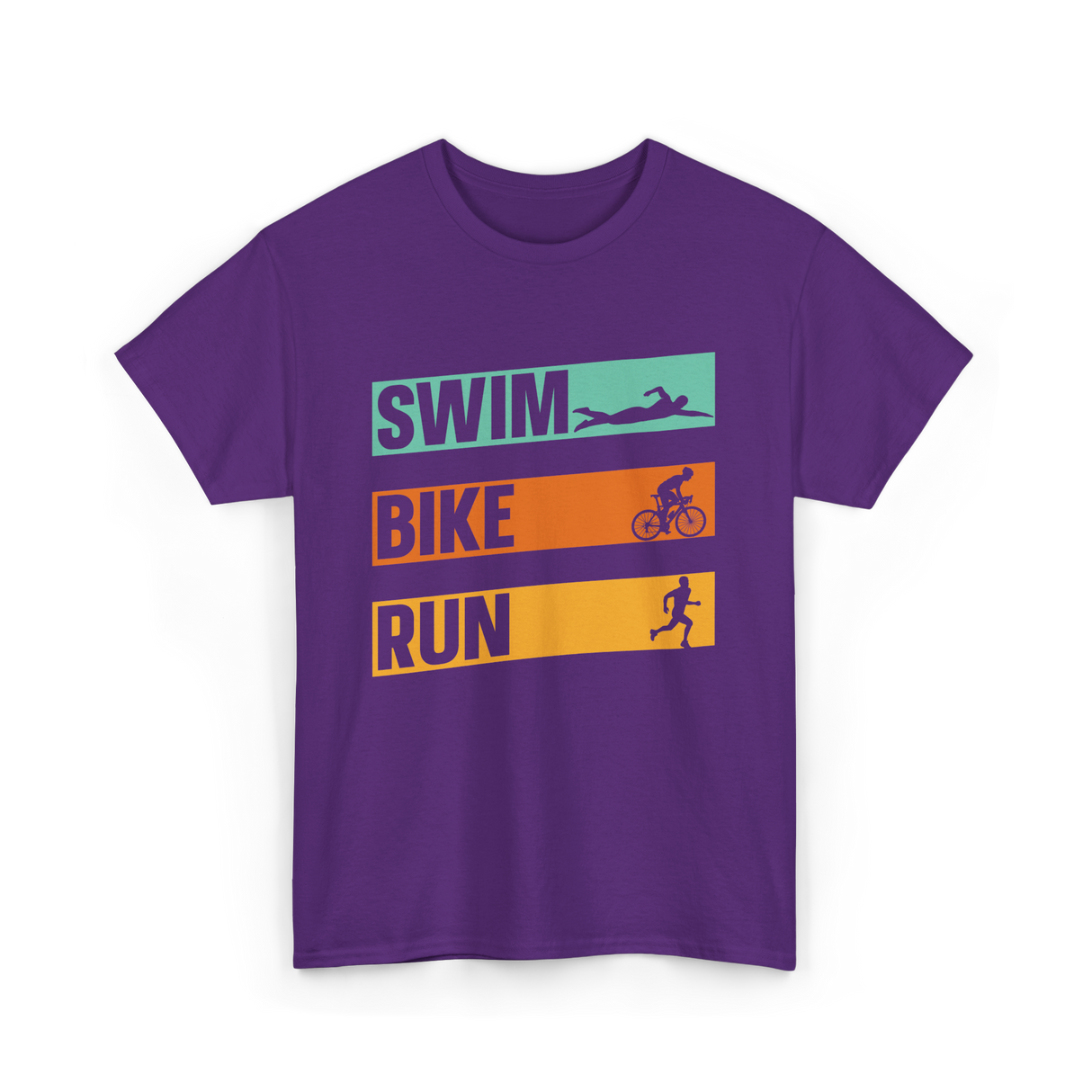 Swim Bike Run Triathlon Sports T-Shirt - Purple