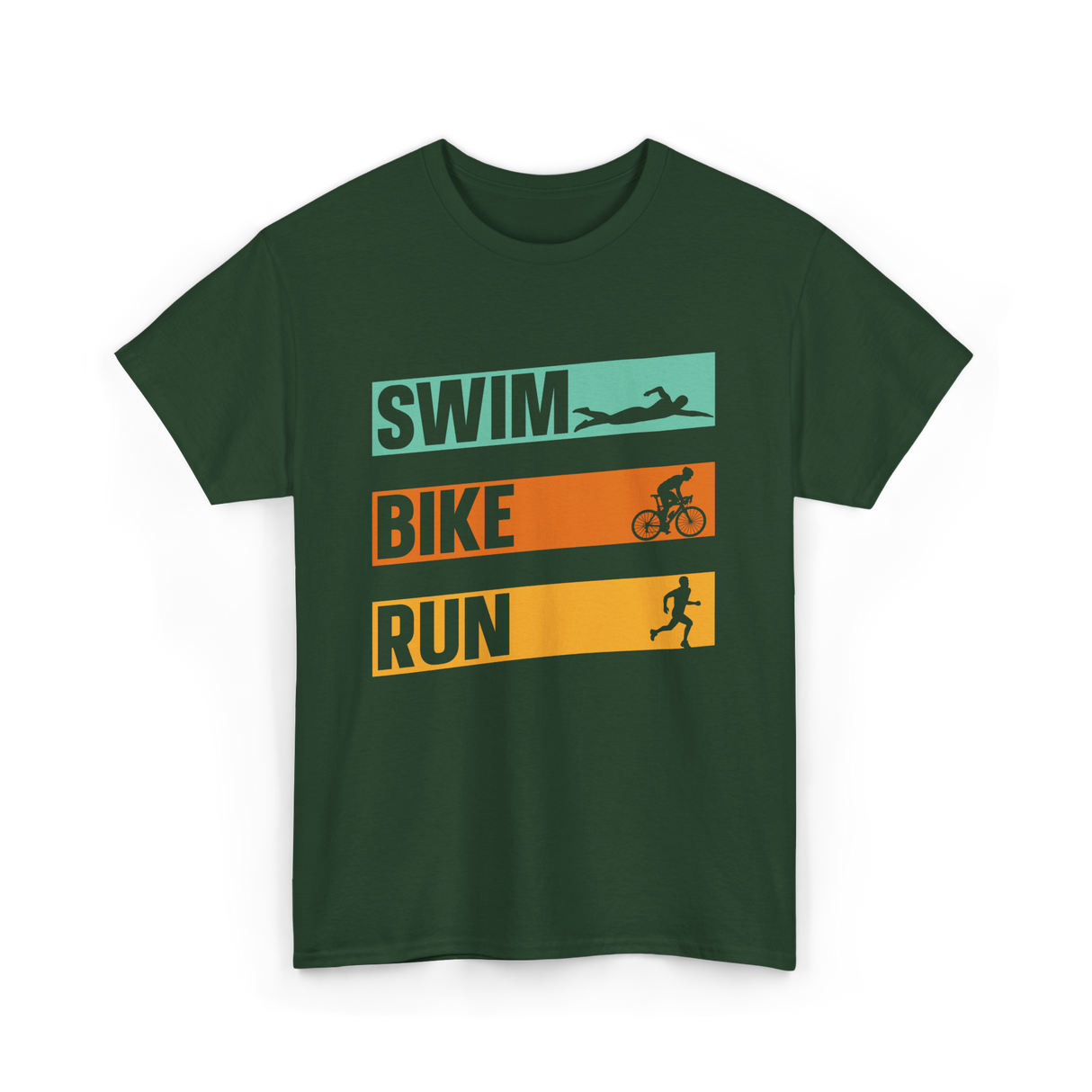 Swim Bike Run Triathlon Sports T-Shirt - Forest Green