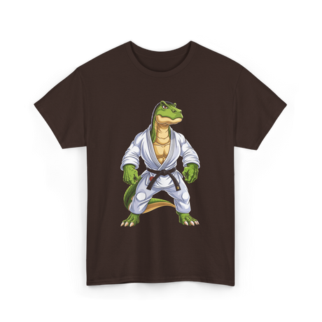 T-Rex Dinosaur Martial Arts Jiu-Jitsu T-Shirt - Dark Chocolate