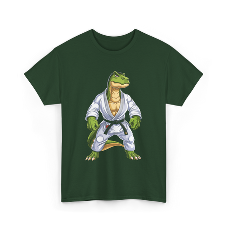 T-Rex Dinosaur Martial Arts Jiu-Jitsu T-Shirt - Forest Green