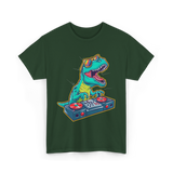 T Rex DJ Party DJ T-Shirt - Forest Green