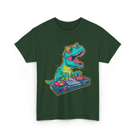 T Rex DJ Party DJ T-Shirt - Forest Green