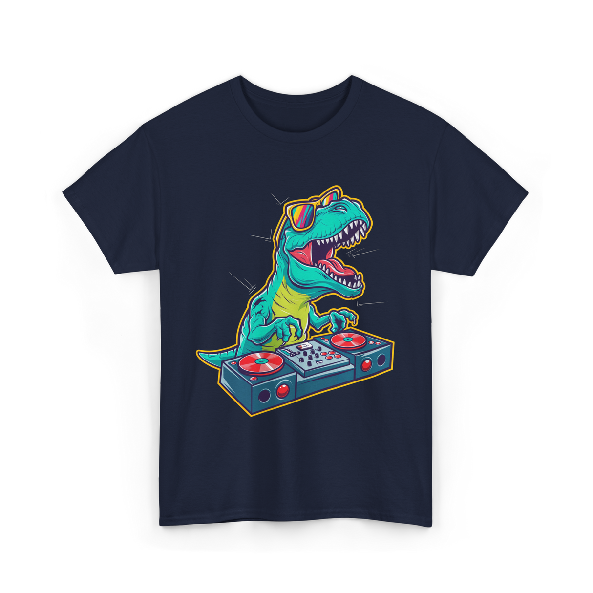 T Rex DJ Party DJ T-Shirt - Navy