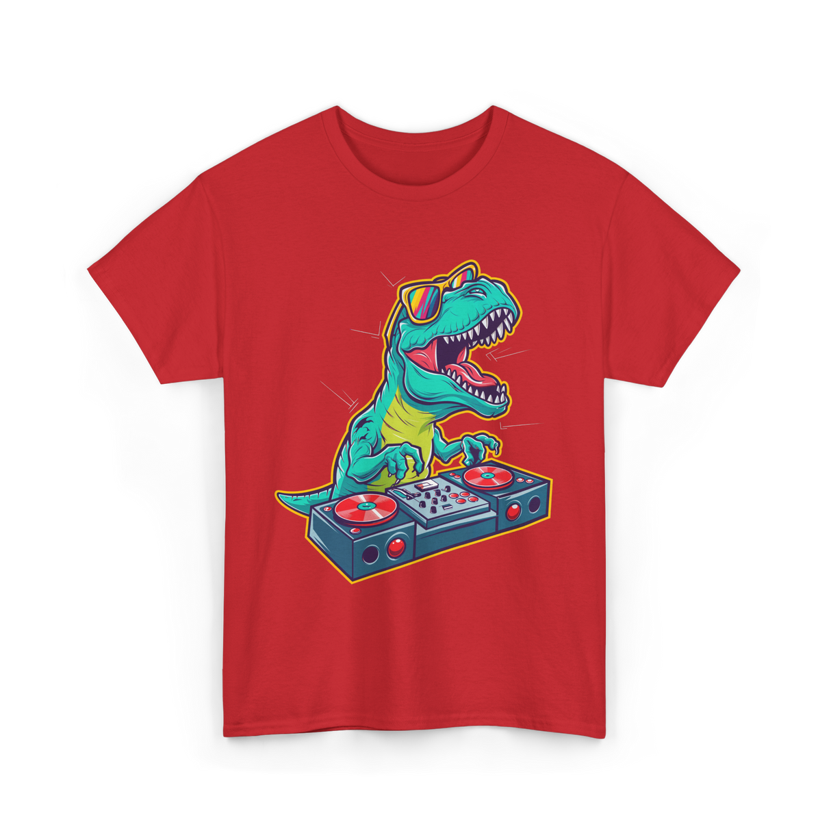 T Rex DJ Party DJ T-Shirt - Red