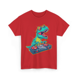 T Rex DJ Party DJ T-Shirt - Red