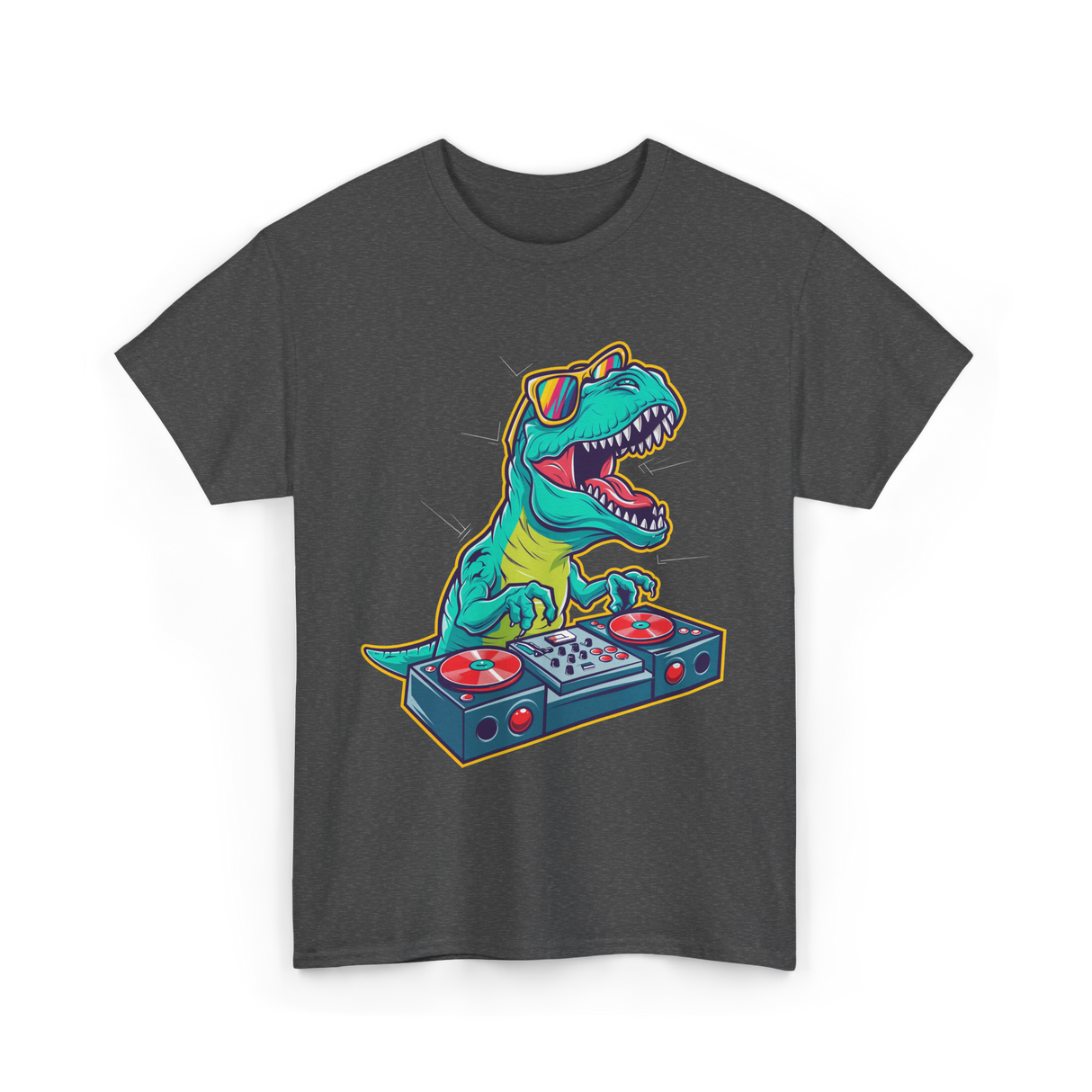 T Rex DJ Party DJ T-Shirt - Dark Heather