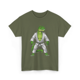 T-Rex Martial Arts Dinosaur T-Shirt - Military Green