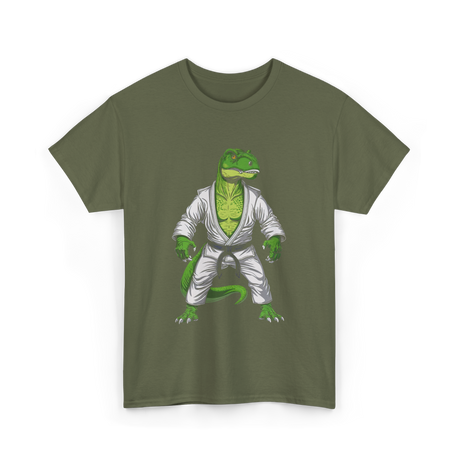 T-Rex Martial Arts Dinosaur T-Shirt - Military Green