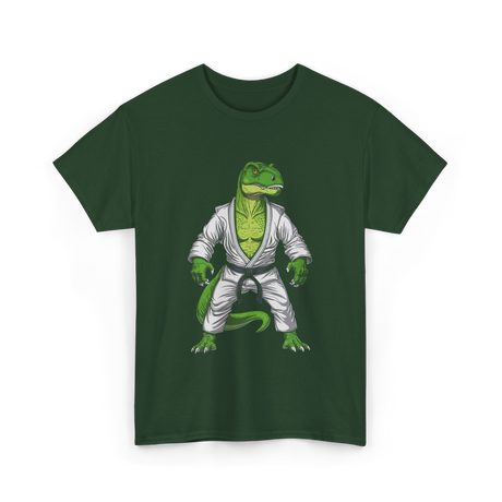 T-Rex Martial Arts Dinosaur T-Shirt - Forest Green