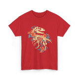 T-Rex Skeleton Dino T-Shirt - Red