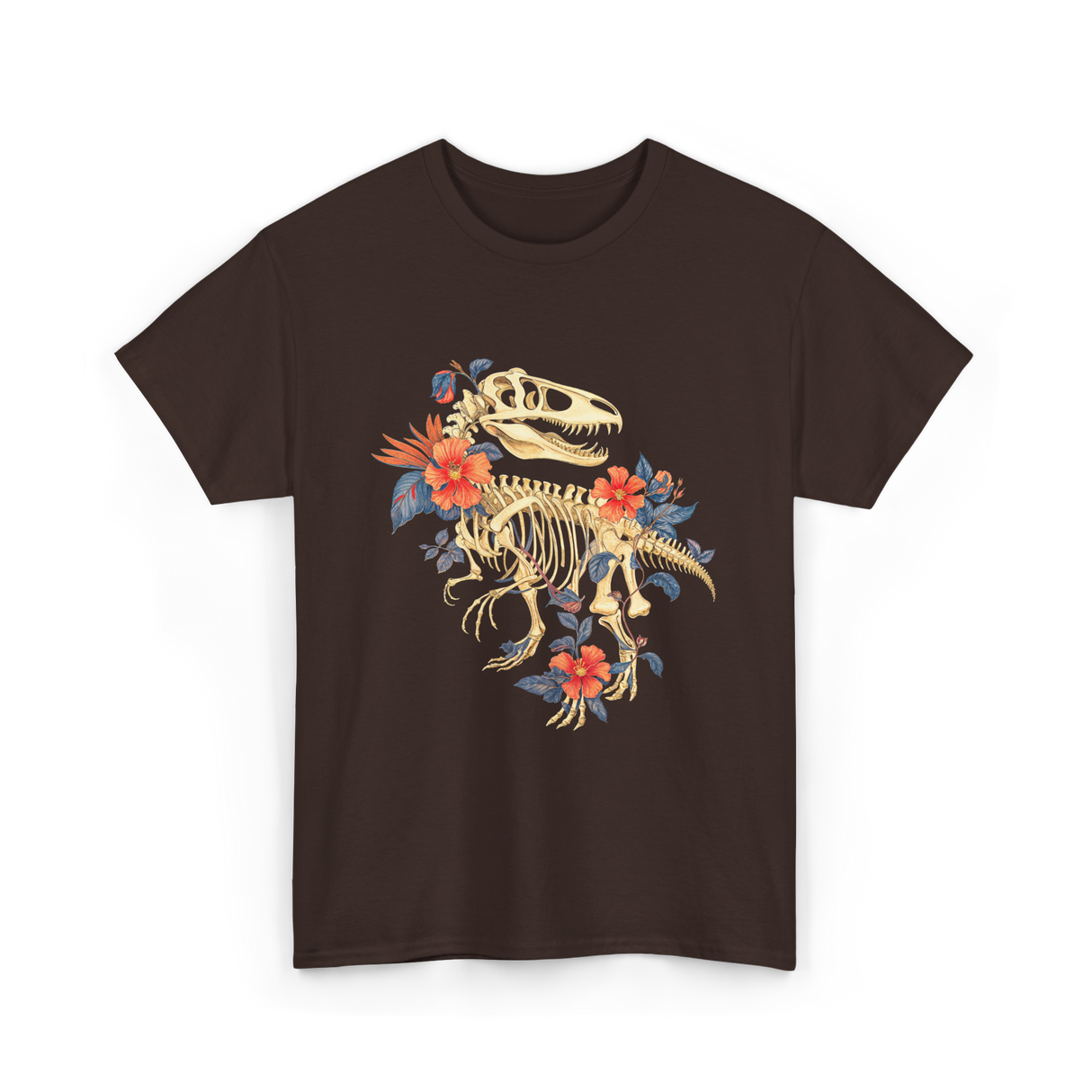 T-Rex Skeleton Dino T-Shirt - Dark Chocolate