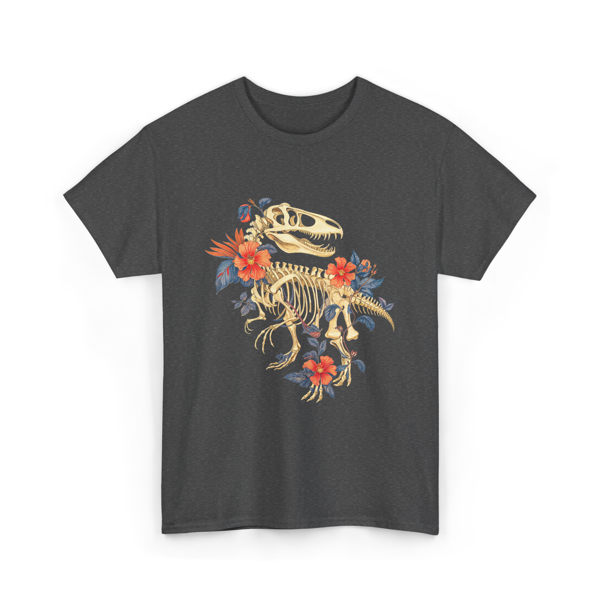 T-Rex Skeleton Dino T-Shirt - Dark Heather