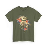 T-Rex Skeleton Dino T-Shirt - Military Green