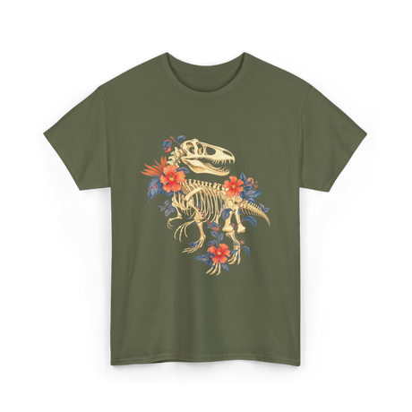 T-Rex Skeleton Dino T-Shirt - Military Green