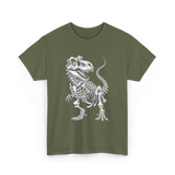 T-Rex Skeleton Dinosaur Fossil T-Shirt - Military Green