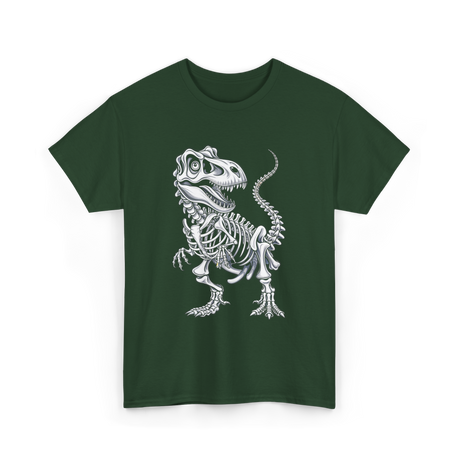 T-Rex Skeleton Dinosaur Fossil T-Shirt - Forest Green