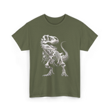 T-Rex Skeleton Dinosaur Fossil T-Shirt - Military Green