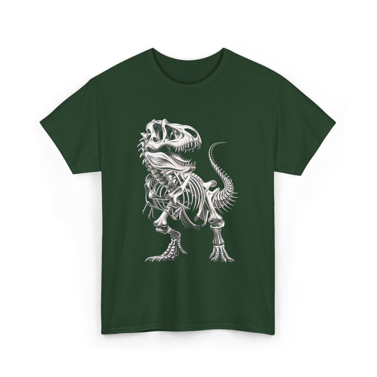 T-Rex Skeleton Dinosaur Fossil T-Shirt - Forest Green