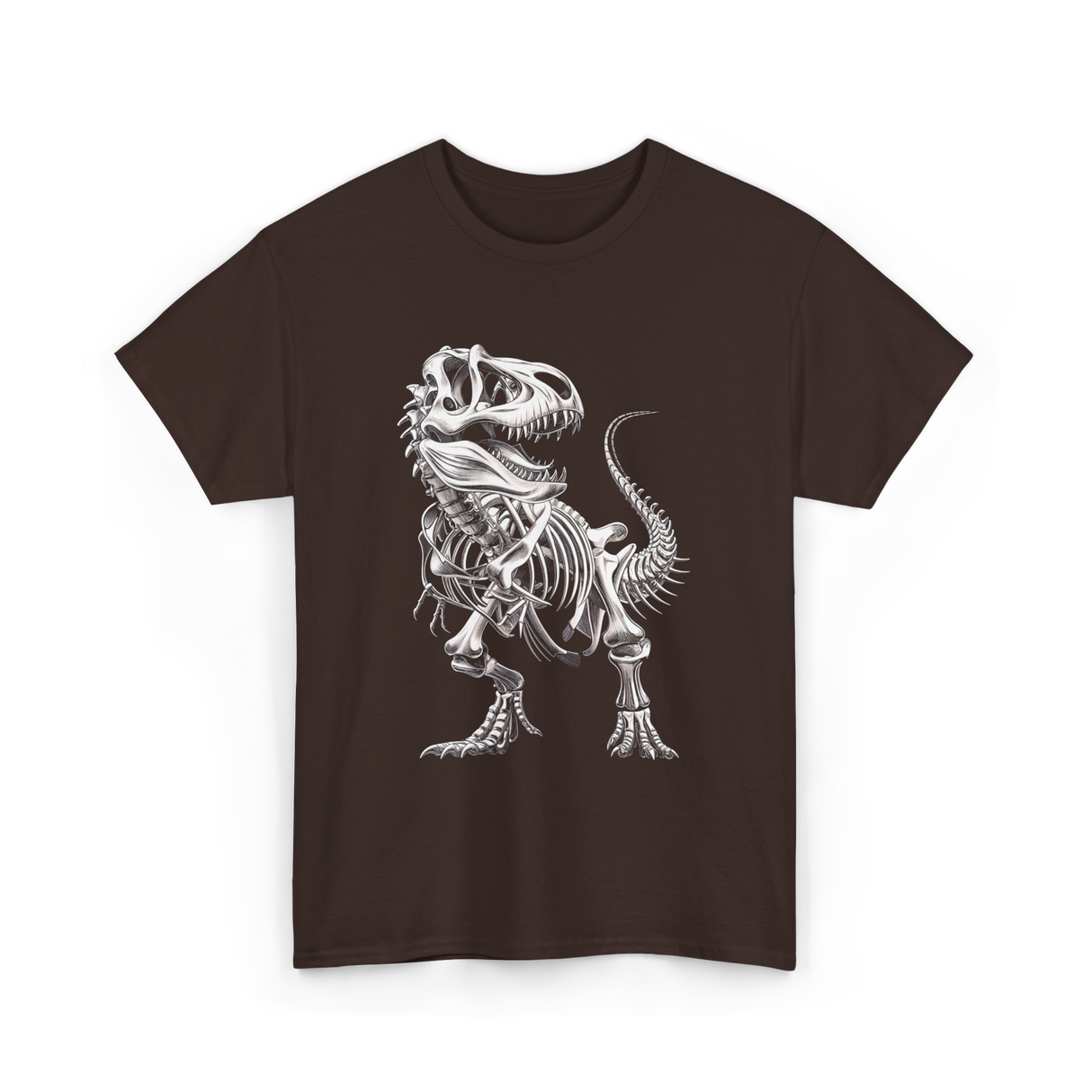 T-Rex Skeleton Dinosaur Fossil T-Shirt - Dark Chocolate