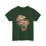 T Rex Skeleton Dinosaur Skeleton T-Shirt - Forest Green