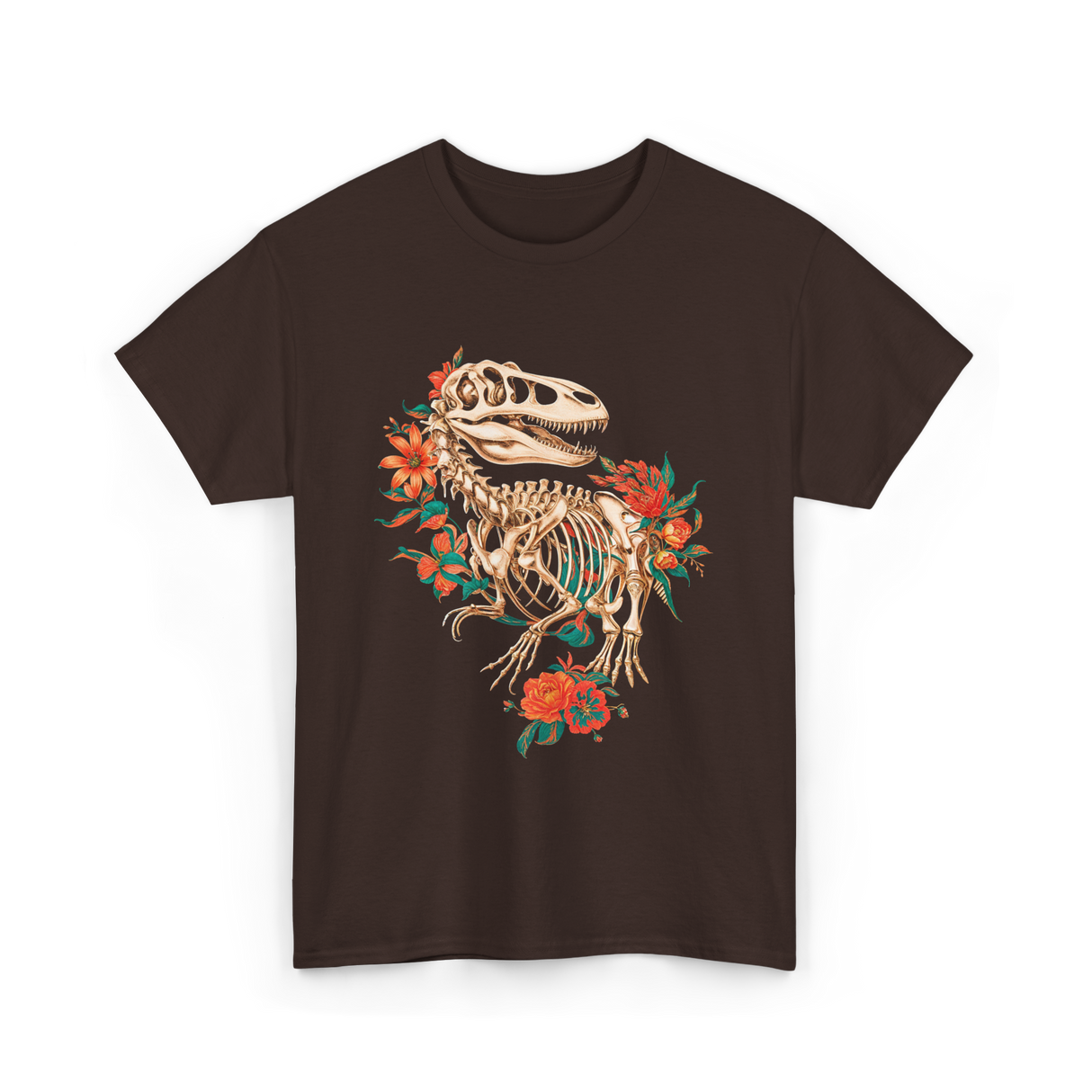 T Rex Skeleton Dinosaur Skeleton T-Shirt - Dark Chocolate