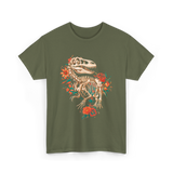 T Rex Skeleton Dinosaur Skeleton T-Shirt - Military Green