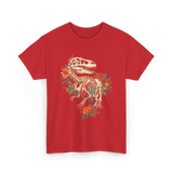 T Rex Skeleton Dinosaur Skeleton T-Shirt - Red