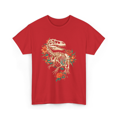 T Rex Skeleton Dinosaur Skeleton T-Shirt - Red