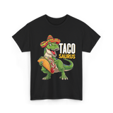 Taco Saurus Taco Dinosaur T-Shirt - Black