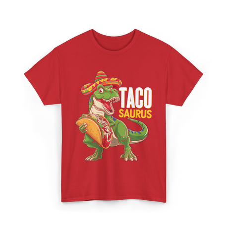 Taco Saurus Taco Dinosaur T-Shirt - Red