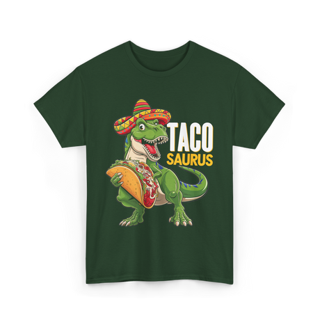 Taco Saurus Taco Dinosaur T-Shirt - Forest Green