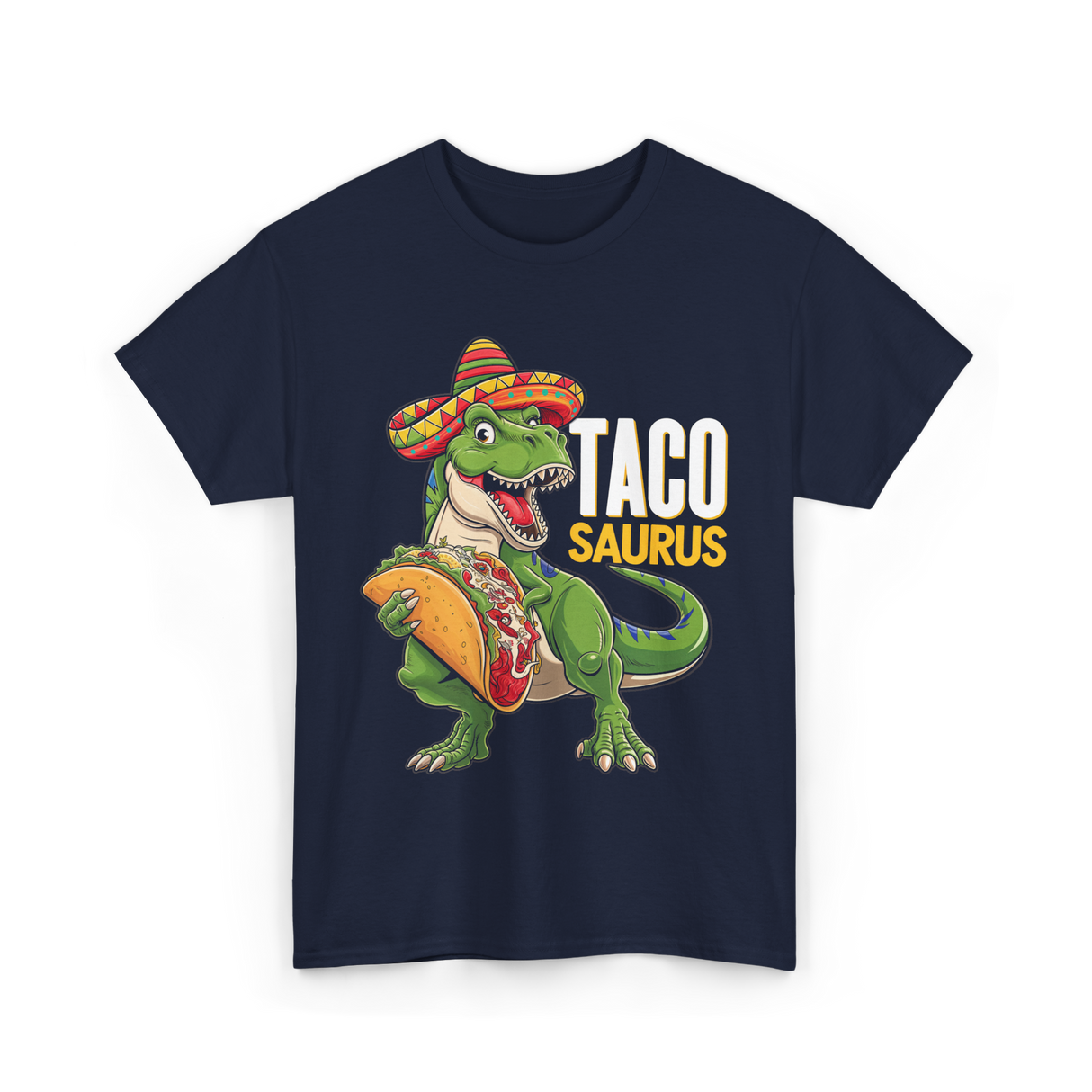 Taco Saurus Taco Dinosaur T-Shirt - Navy