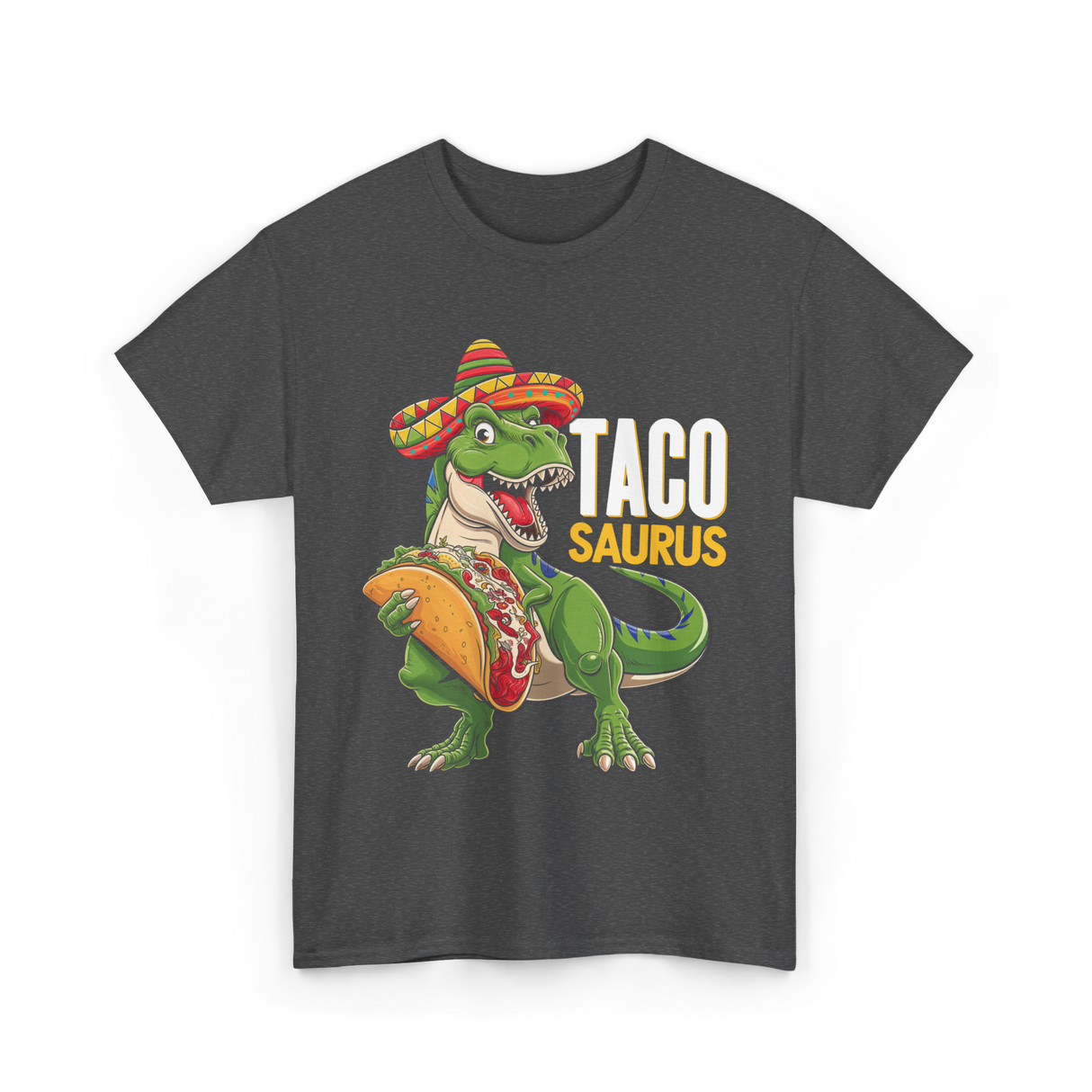 Taco Saurus Taco Dinosaur T-Shirt - Dark Heather