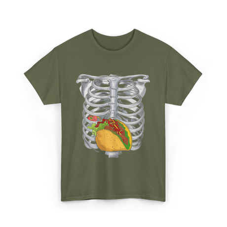 Taco Skeleton Rib Cage Costume T-Shirt - Military Green