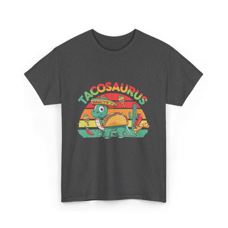 Tacosaurus Taco Dinosaur T-Shirt - Dark Heather