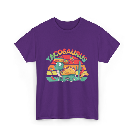 Tacosaurus Taco Dinosaur T-Shirt - Purple