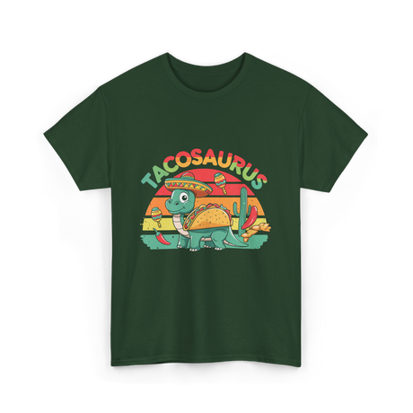 Tacosaurus Taco Dinosaur T-Shirt - Forest Green