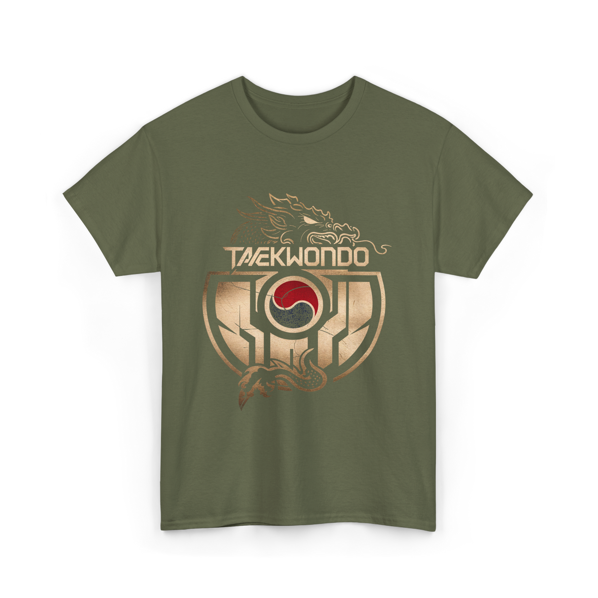 Taekwondo Dragon Martial Arts T-Shirt - Military Green