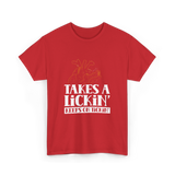 Takes A Lickin Keeps On Tickin Heart T-Shirt - Red