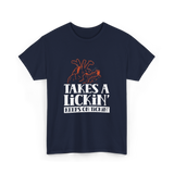 Takes A Lickin Keeps On Tickin Heart T-Shirt - Navy