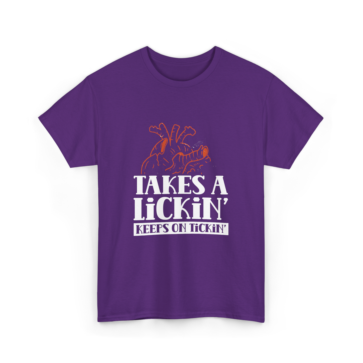 Takes A Lickin Keeps On Tickin Heart T-Shirt - Purple