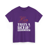 Takes A Lickin Keeps On Tickin Heart T-Shirt - Purple