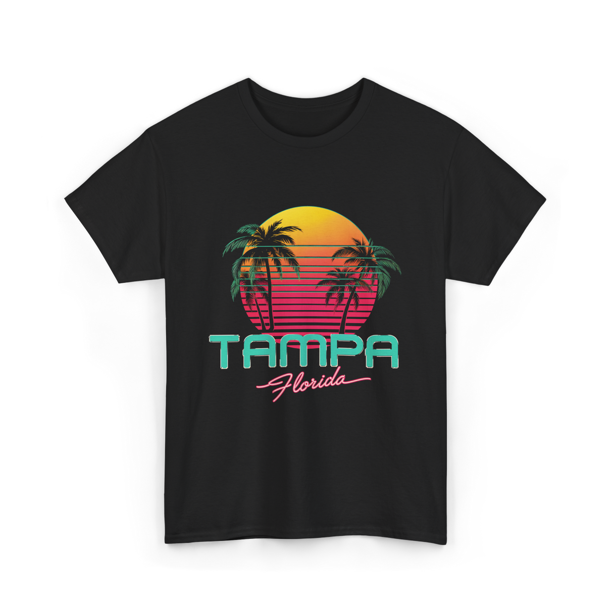 Tampa Florida Retro Art T-Shirt - Black