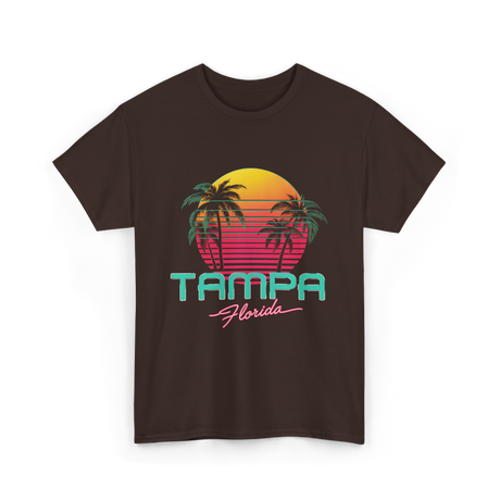 Tampa Florida Retro Art T-Shirt - Dark Chocolate