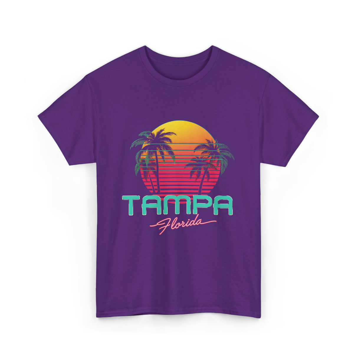 Tampa Florida Retro Art T-Shirt - Purple