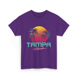 Tampa Florida Retro Art T-Shirt - Purple