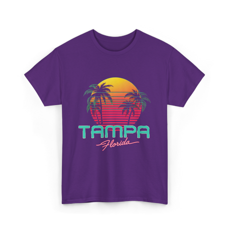 Tampa Florida Retro Art T-Shirt - Purple