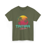 Tampa Florida Retro Art T-Shirt - Military Green